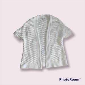 White short sleeve knit cardigan
